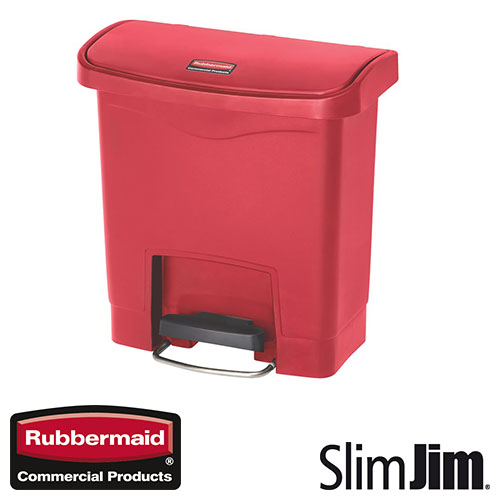 Afvalbak Slim Jim Front Step On container Rubbermaid 15 liter rood